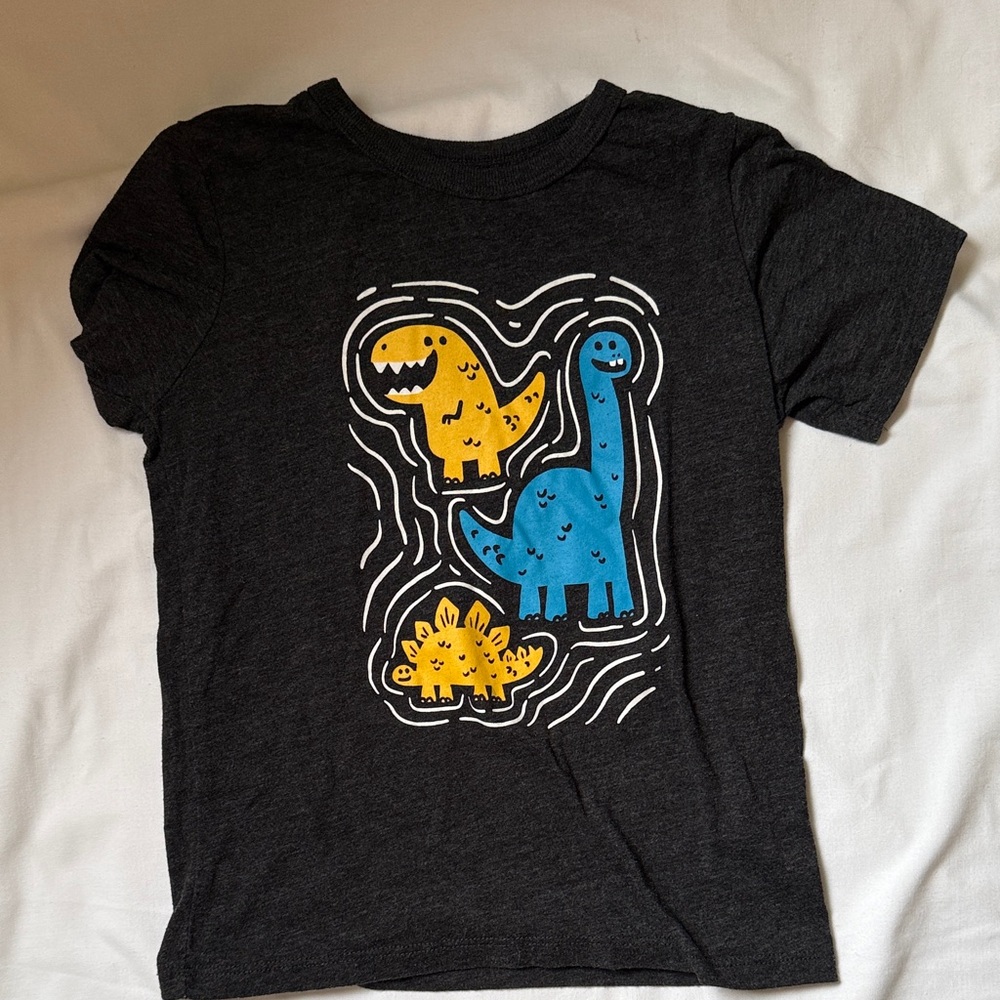 The Children's Place Black Tee with Yellow & Blue Dinosaur Print